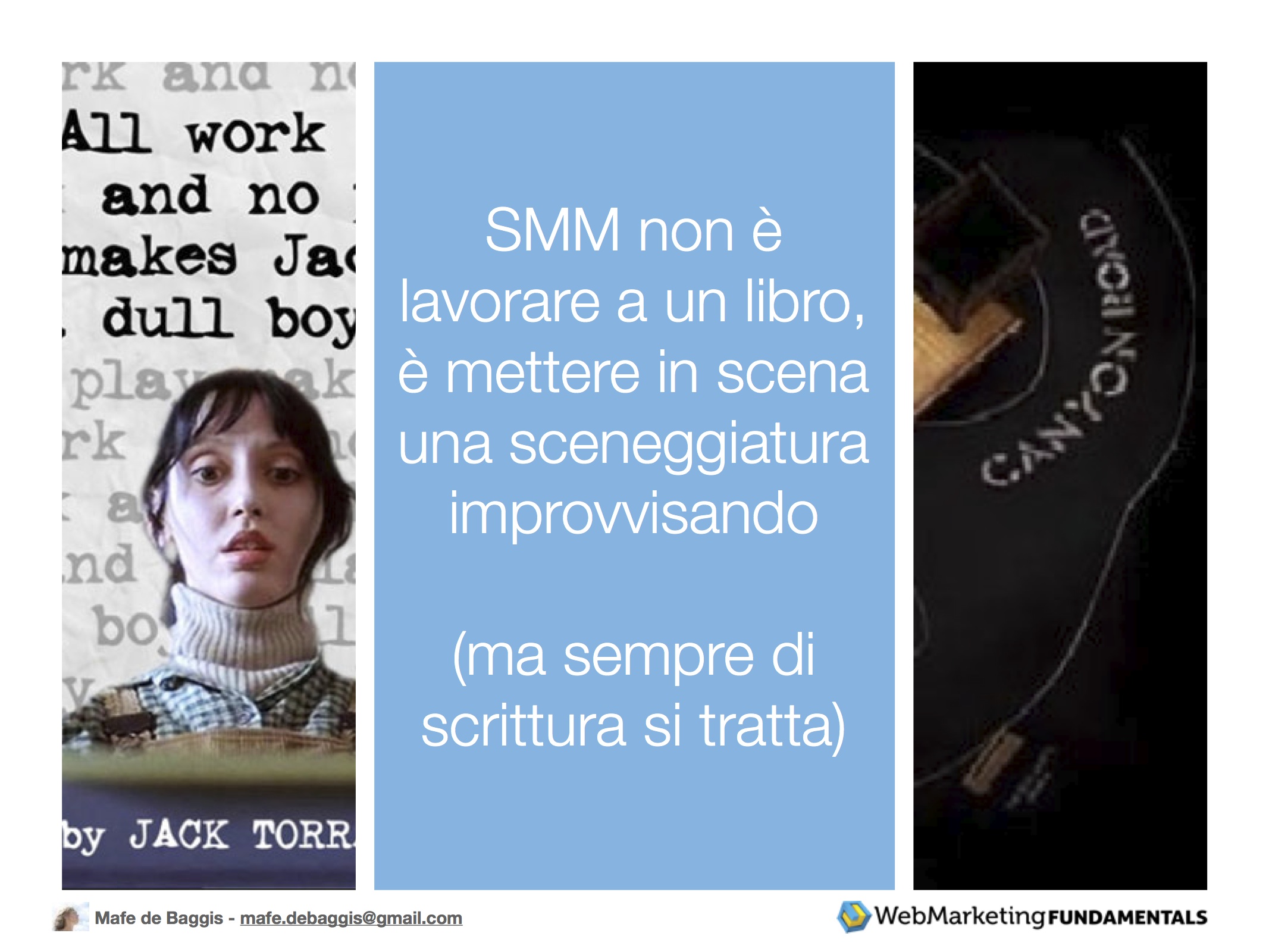 SMM non è lavorare a un libro, è mettere in scena una sceneggiatura improvvisando (ma sempre di scrittura si tratta)